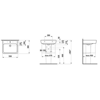 LAUFEN H8189510001041 - Lavabo sobre encimera/colgado en la pared PRO 55x48 cm cerámica/blanco