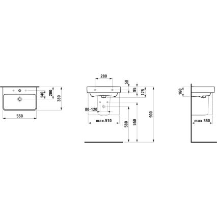LAUFEN H8189580001041 - Lavabo para encimera/mural PRO 55x38 cm cerámica/blanco