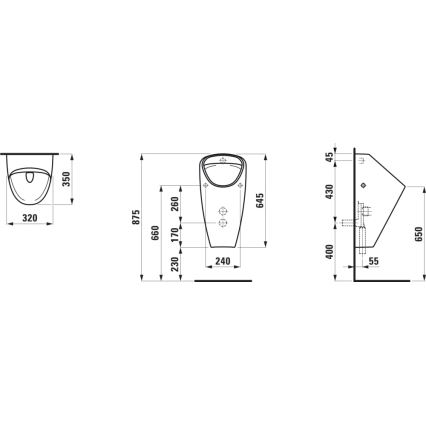 LAUFEN H8410610000001 - Urinario CAPRINO con entrada interna, desagüe trasero, cerámica/blanco