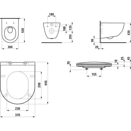 LAUFEN H8669530000001 - Inodoro suspendido PRO cerámica/blanco + asiento de inodoro SoftClose PRO duroplástico/blanco