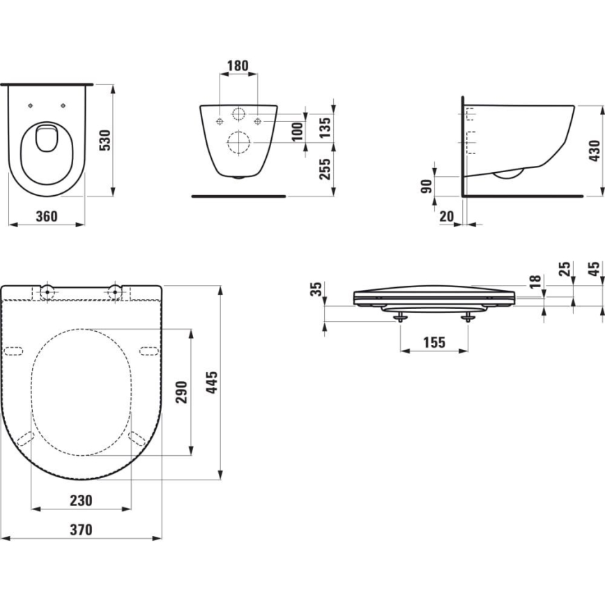 LAUFEN H8669530000001 - Inodoro suspendido PRO cerámica/blanco + asiento de inodoro SoftClose PRO duroplástico/blanco
