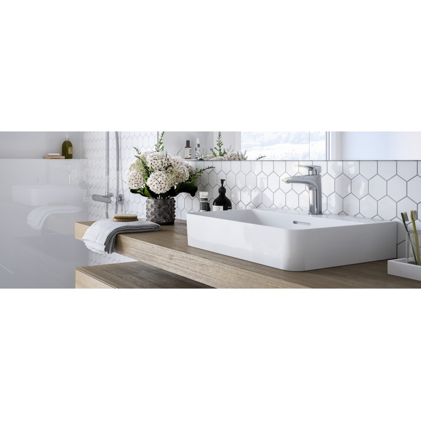 LAUFEN HF500701100000 - Grifo de lavabo + desagüe con rebosadero LAURIN 16,2 cm cromo brillante