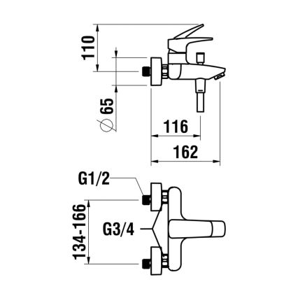 LAUFEN HF500760100600 - Juegos de grifería para bañera LAURIN cromo brillante