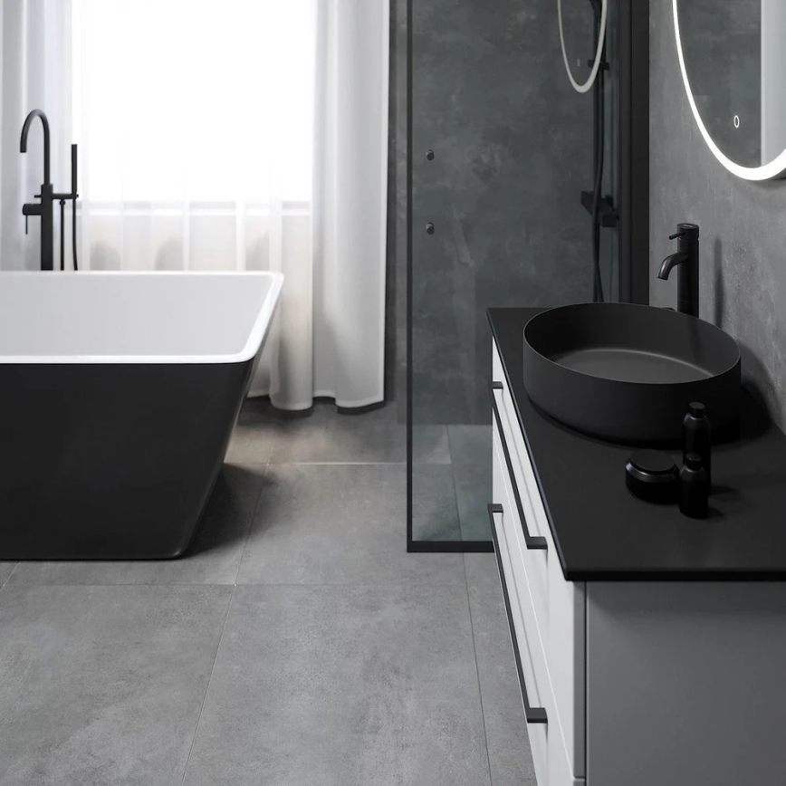 Lavabo de encimera LJORDAL Ø 40 cm, acero/negro