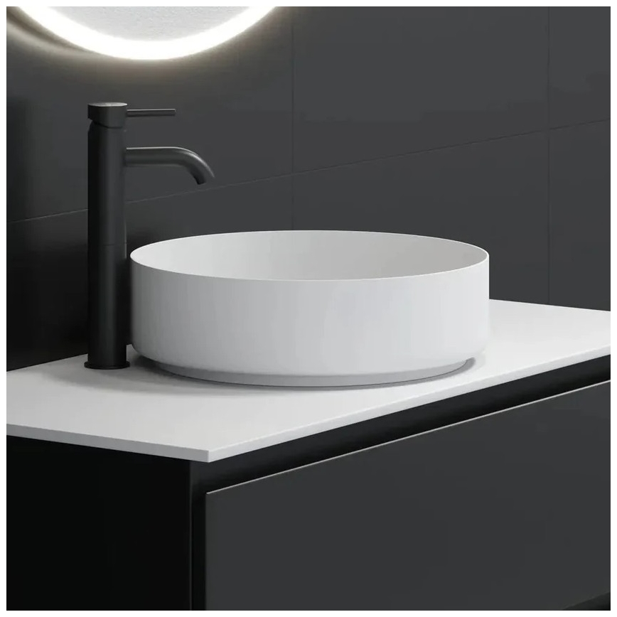 Lavabo para encimera LJORDAL, Ø 40 cm, acero/blanco