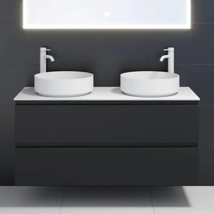 Lavabo para encimera LJORDAL, Ø 40 cm, acero/blanco