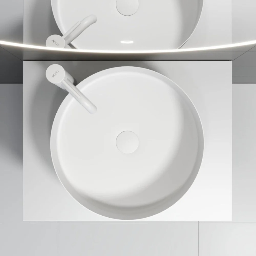 Lavabo para encimera LJORDAL, Ø 40 cm, acero/blanco