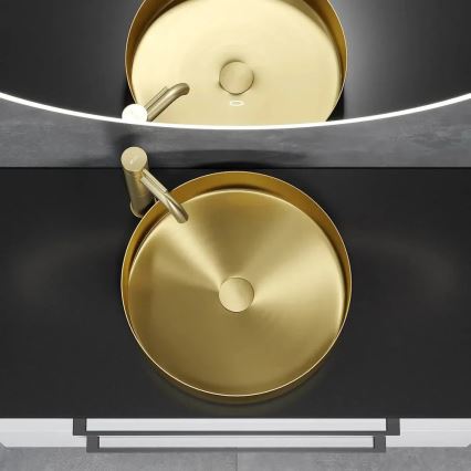 Lavabo para encimera LJORDAL Ø 40 cm, acero/latón