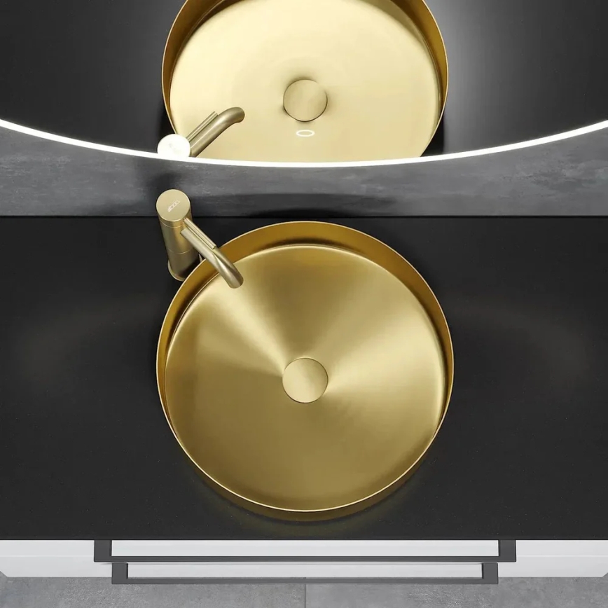 Lavabo para encimera LJORDAL Ø 40 cm, acero/latón