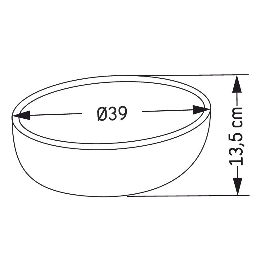 Lavabo sobre encimera BERGEN Ø 39 cm hormigón/gris