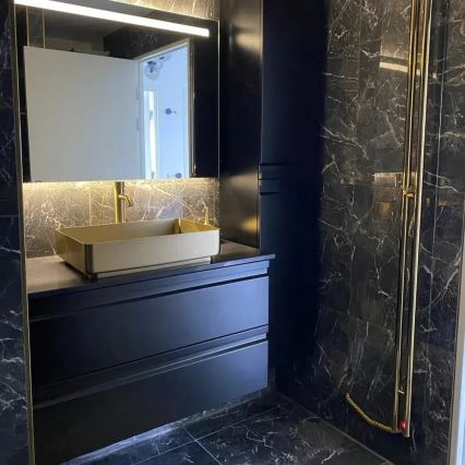 Lavabo sobre encimera LJORDAL 52x34 cm acero/latón