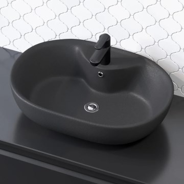 Lavabo sobre encimera TROMSO 59,5x41 cm cerámica/negro