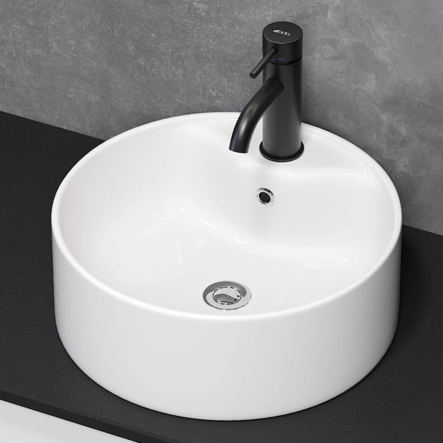 Lavabo sobre encimera VIKEDAL Ø 38 cm, cerámica/blanco