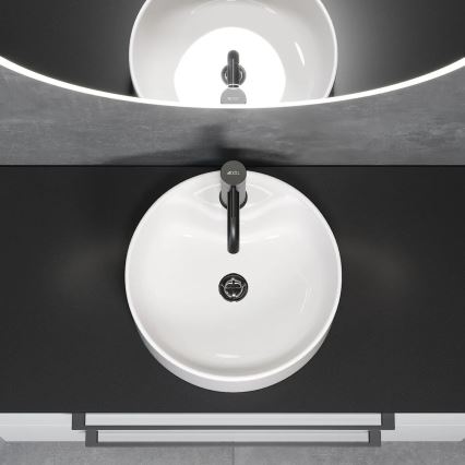 Lavabo sobre encimera VIKEDAL Ø 38 cm, cerámica/blanco