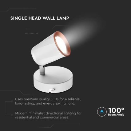 Aplique de pared LED LED/5W/230V 3000K blanco
