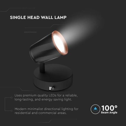 Lámpara de pared LED con foco LED/5W/230V 4000K negro