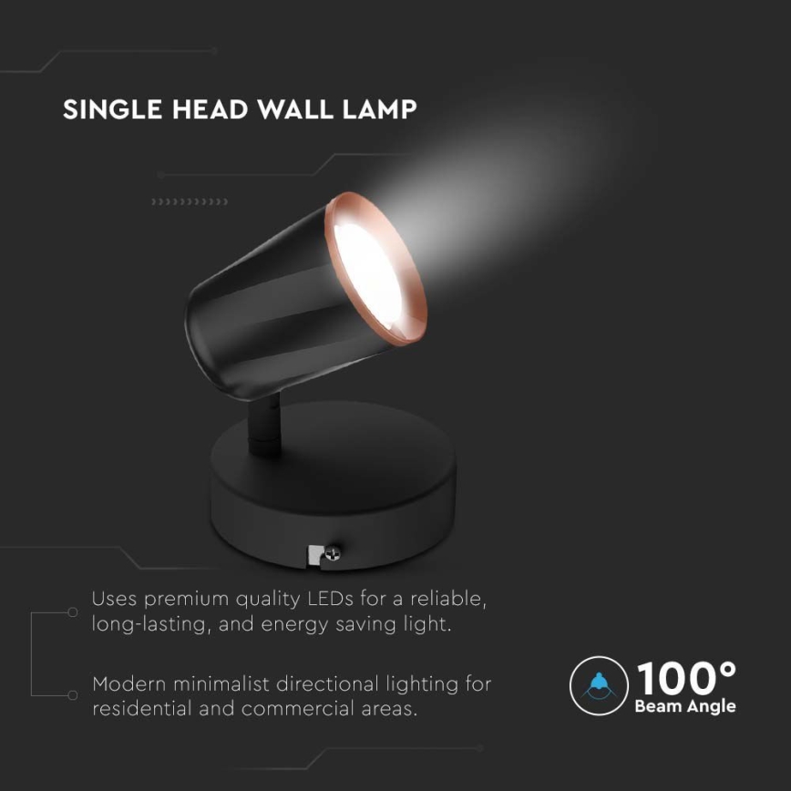 Lámpara de pared LED con foco LED/5W/230V 4000K negro