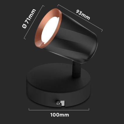 Lámpara de pared LED con foco LED/5W/230V 4000K negro