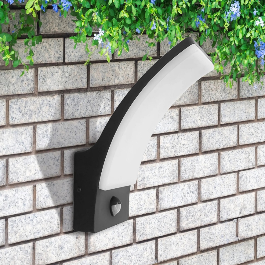 LED Aplique para exterior con sensor AMY LED/12W/230V IP44 negro