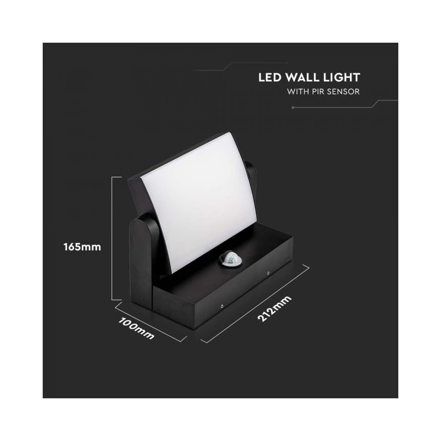 LED Aplique para exterior con sensor LED/17W/230V 3000K IP65 negro