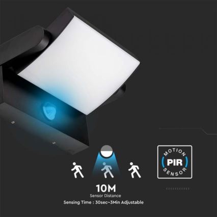 LED Aplique para exterior con sensor LED/17W/230V 4000K IP65 negro