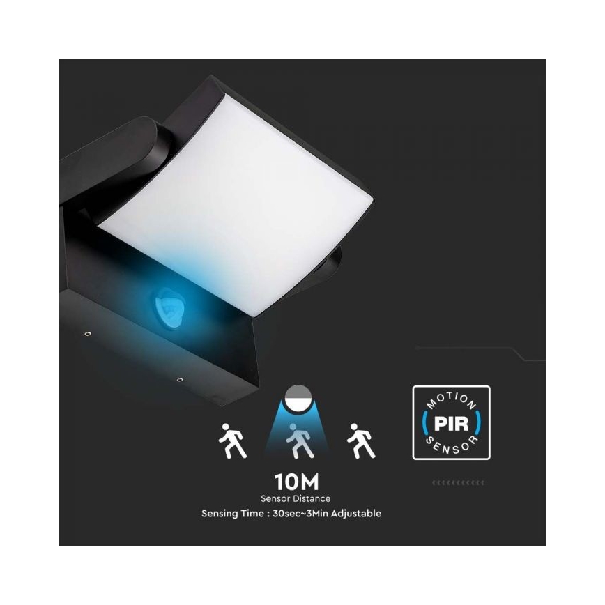 LED Aplique para exterior con sensor LED/17W/230V 4000K IP65 negro