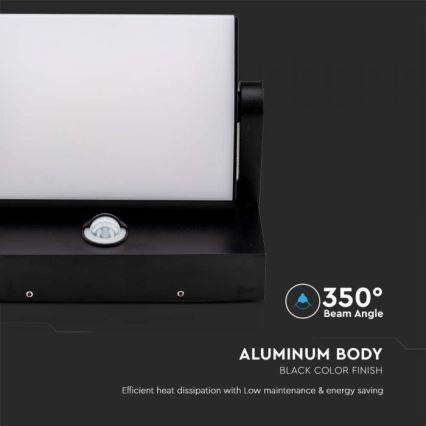 LED Aplique para exterior con sensor LED/17W/230V 4000K IP65 negro