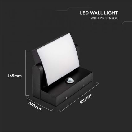 LED Aplique para exterior con sensor LED/17W/230V 4000K IP65 negro
