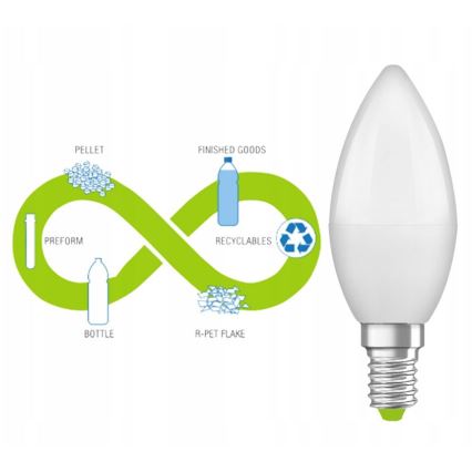 LED Bombilla hecha de plástico reciclado B40 E14/4,9W/230V 2700K - Ledvance