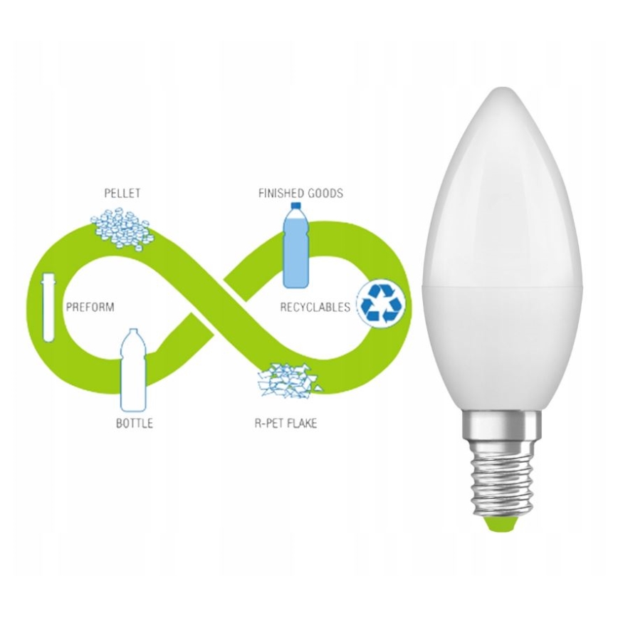 LED Bombilla hecha de plástico reciclado B40 E14/4,9W/230V 4000K - Ledvance