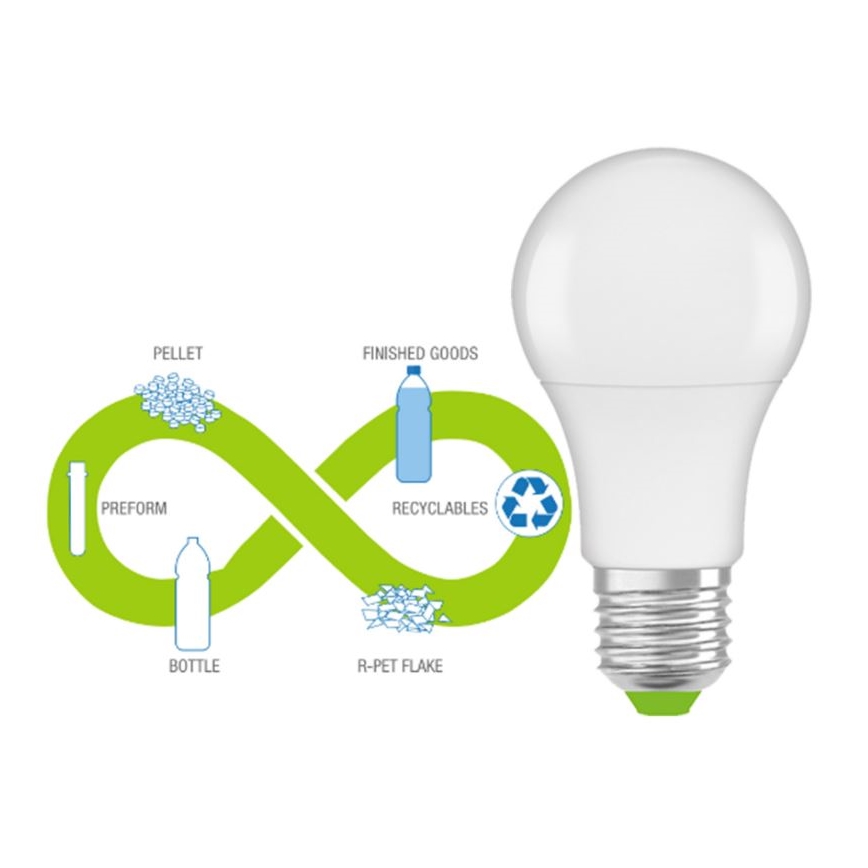 LED Bombilla hecha de plástico reciclado E27/10W/230V 2700K - Ledvance