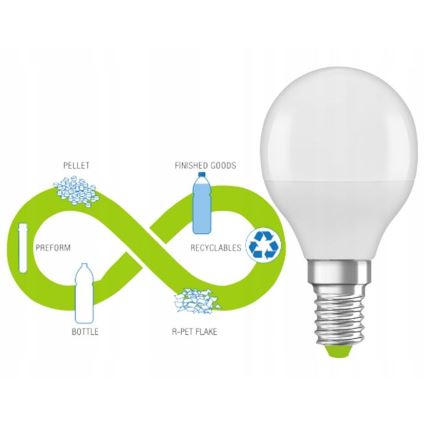 LED Bombilla hecha de plástico reciclado P45 E14/4,9W/230V 4000K - Osram