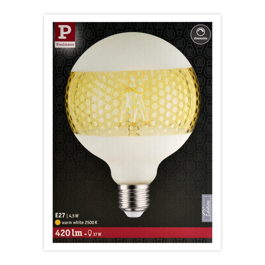 LED Bombilla regulable CLASSIC G125 E27/4,5W/230V 2500K - Paulmann 28770