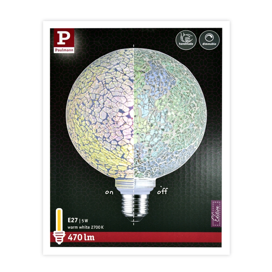 LED Bombilla regulable MOSAIC G125 E27/5W/230V 2700K - Paulmann 28745