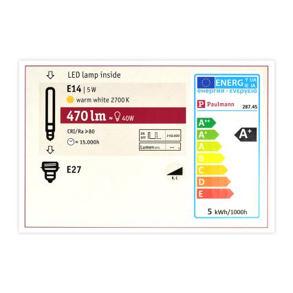 LED Bombilla regulable MOSAIC G125 E27/5W/230V 2700K - Paulmann 28745