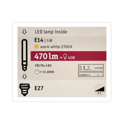 LED Bombilla regulable MOSAIC G125 E27/5W/230V 2700K - Paulmann 28747