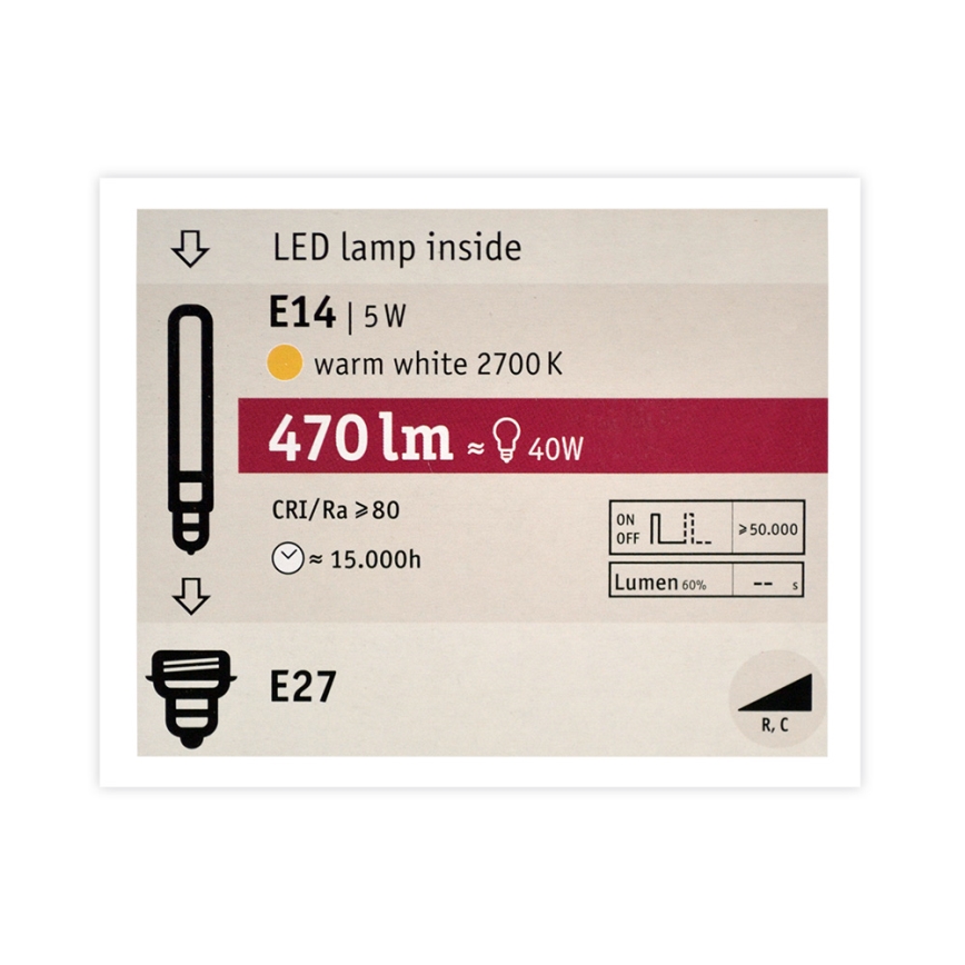 LED Bombilla regulable MOSAIC G125 E27/5W/230V 2700K - Paulmann 28747