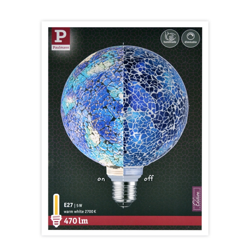 LED Bombilla regulable MOSAIC G125 E27/5W/230V 2700K - Paulmann 28750