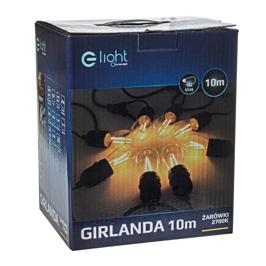 LED Cadena decorativa exterior GIRLANDA 10 m 10xE27/1,5W/230V IP44