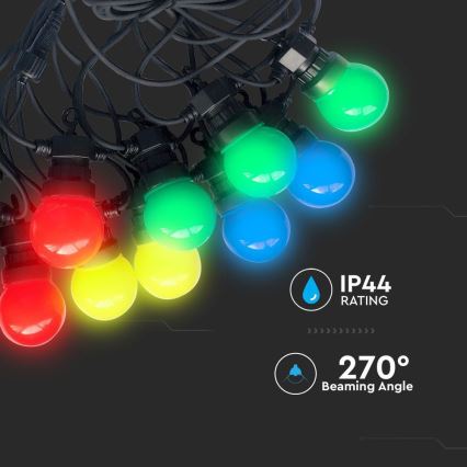 LED Cadena exterior STRING RGB 10m 20xLED/0,5W/230V IP44