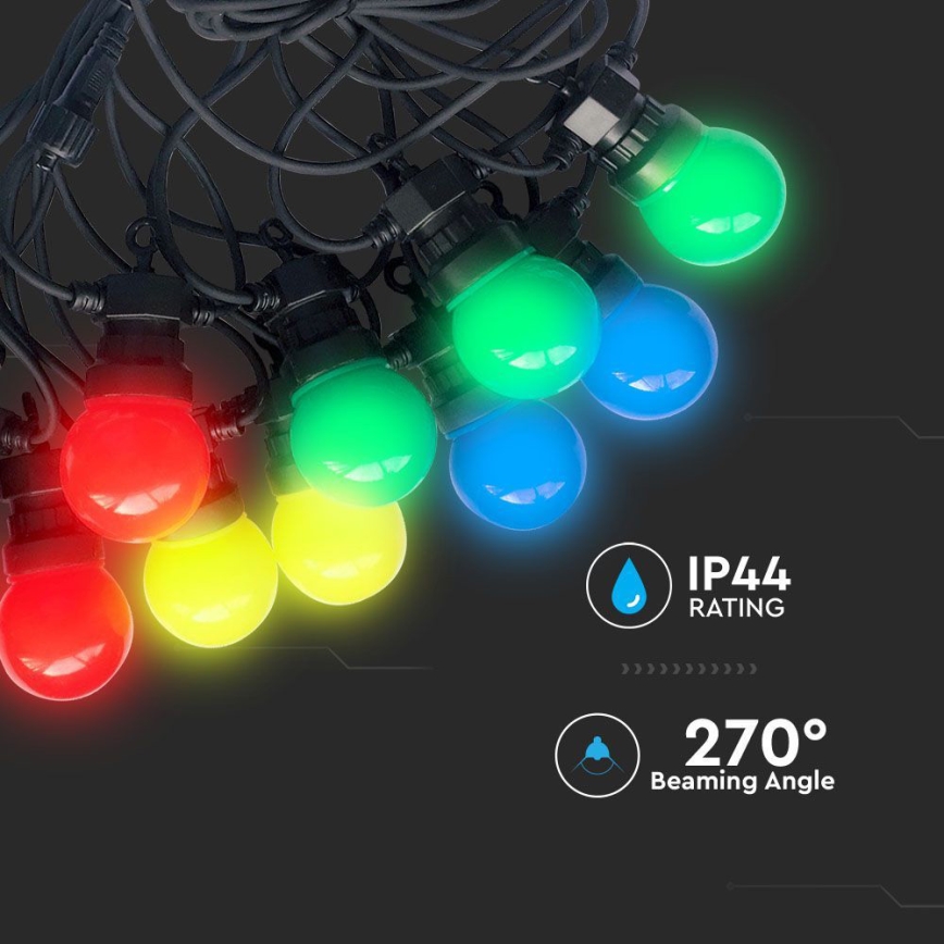 LED Cadena exterior STRING RGB 10m 20xLED/0,5W/230V IP44
