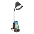 LED+CCT Lámpara de mesa regulable con carga inalámbrica QI IDEAL LED/8W/230V 2700/4000/5000K marrón