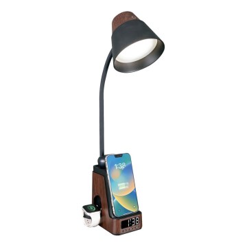 LED+CCT Lámpara de mesa regulable con carga inalámbrica QI IDEAL LED/8W/230V 2700/4000/5000K marrón