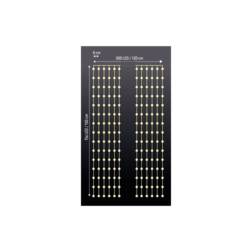 LED Cortina navideña 300xLED/3xAA