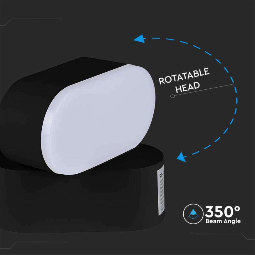 LED de exterior flexible aplique LED/5W/230V 4000K IP65 negro