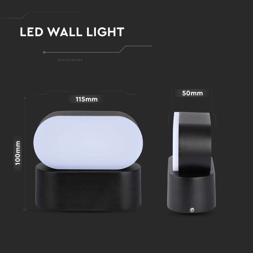 LED de exterior flexible aplique LED/5W/230V 4000K IP65 negro