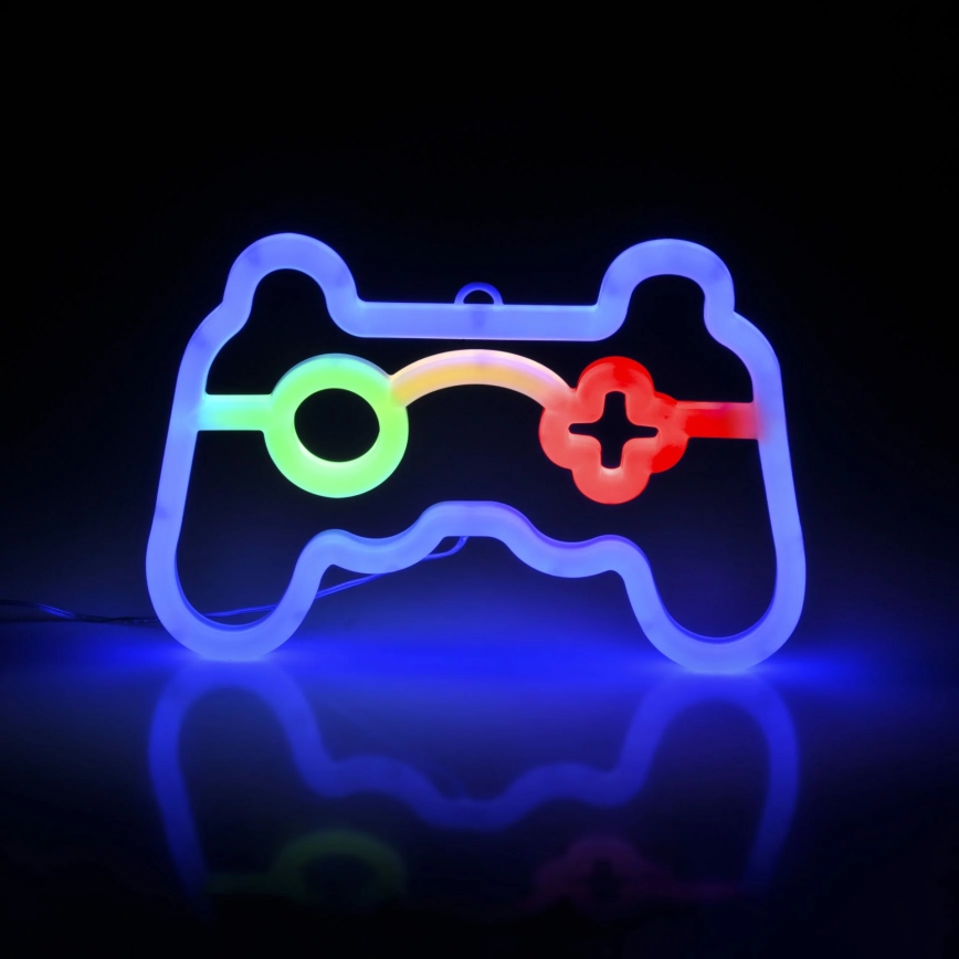 LED Decoración de pared de neón GAME LED/3W/3xAA USB azul