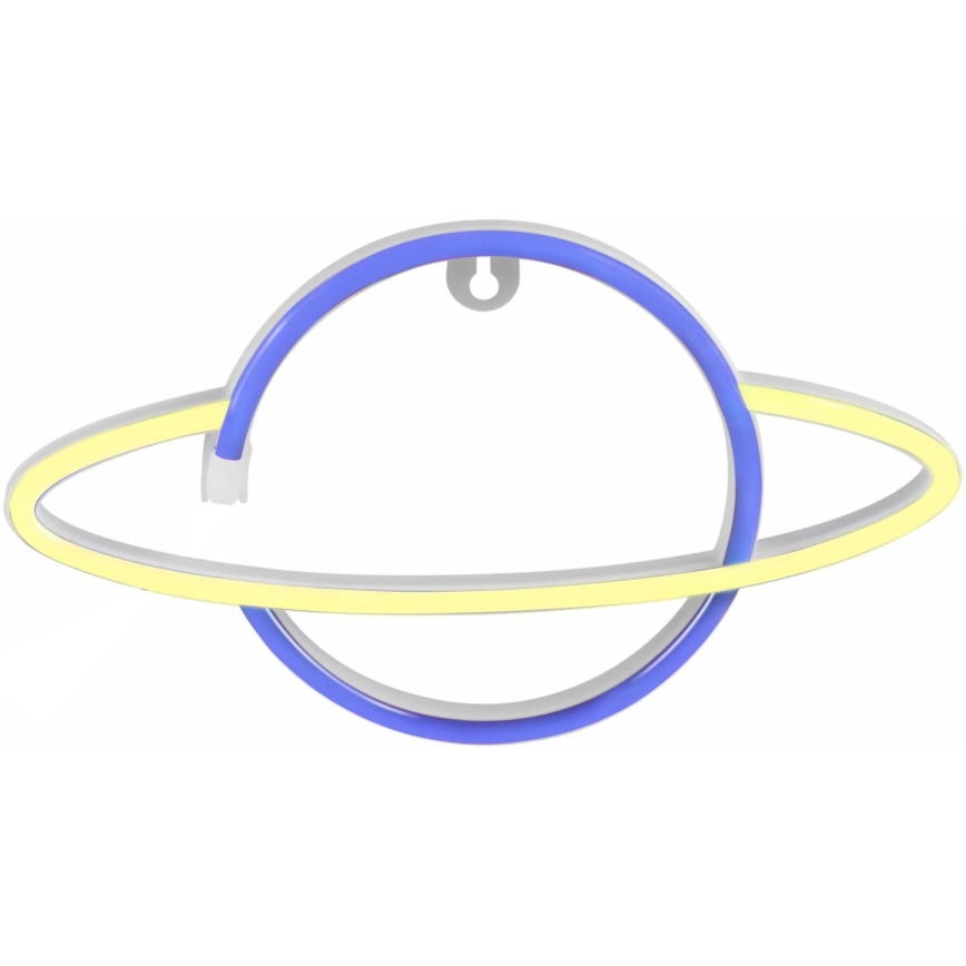 LED Decoración de pared de neón PLANET LED/3W/3xAA USB azul/amarillo