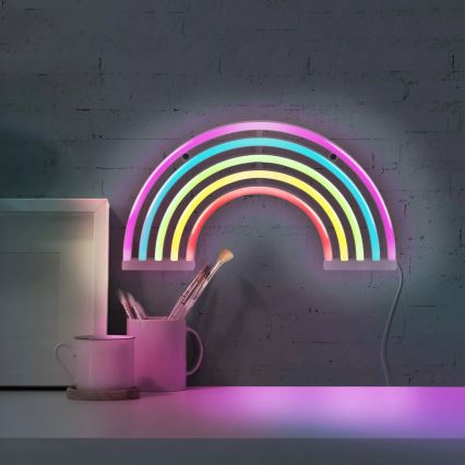 LED Decoración de pared de neón RAINBOW LED/3W/3xAA USB multicolor