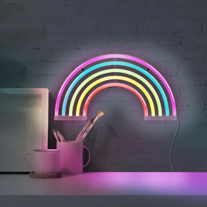 LED Decoración de pared de neón RAINBOW LED/3W/3xAA USB multicolor